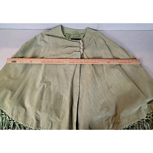 Terry Lewis Classic Luxurie Women Suede Leather Fringe Cape One Size Mint Green - Picture 8 of 14
